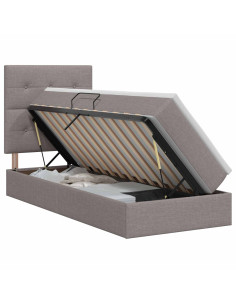 Letto con contenitore e materasso Tortora 100 x 200 cm Tessuto