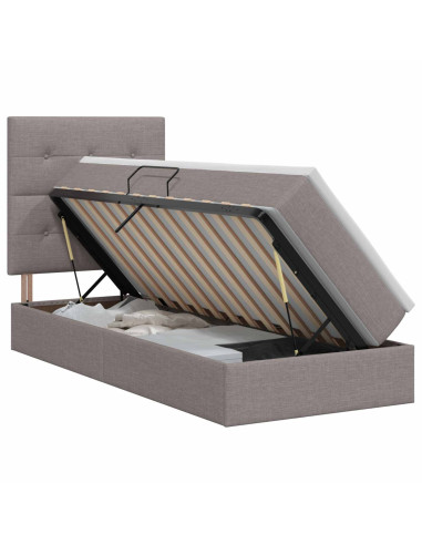 Letto con contenitore e materasso Tortora 100 x 200 cm Tessuto