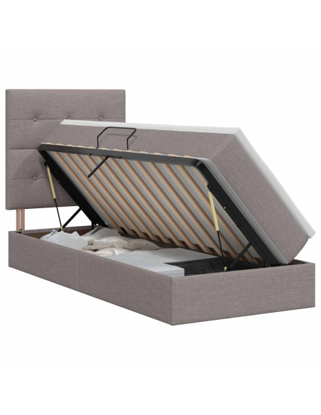 Letto con contenitore e materasso Tortora 100 x 200 cm Tessuto