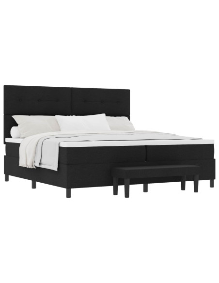 Letto a molle con testiera Nero 200 x 200 cm Tessuto