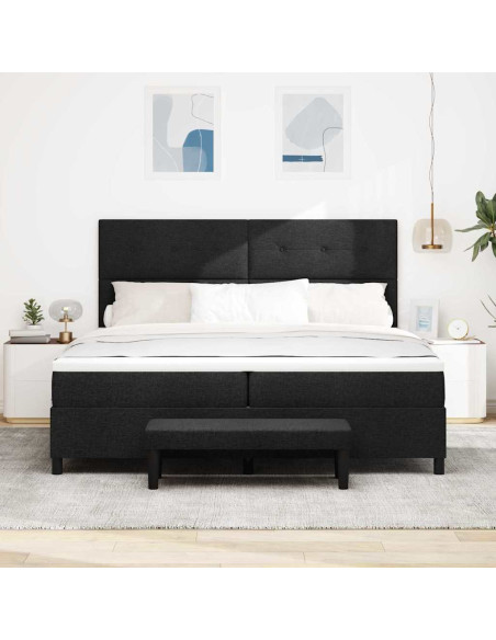 Letto a molle con testiera Nero 200 x 200 cm Tessuto