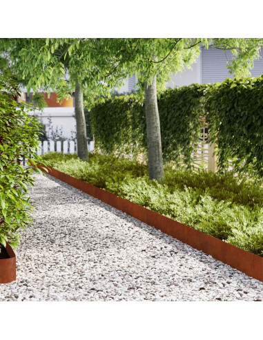 Bordura per Prato 30 pz 20 x 103 cm Acciaio Corten Ruggine