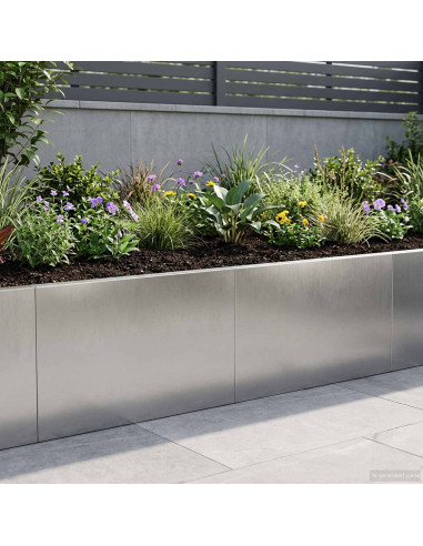 Muro di contenimento 2 pz 60 x 12 x 40 cm Acciaio Inox Argento