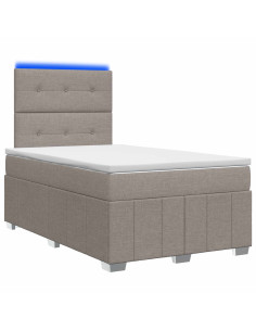 Letto Box Spring LED con Materasso Tortora 120 x 200 cm Tessuto