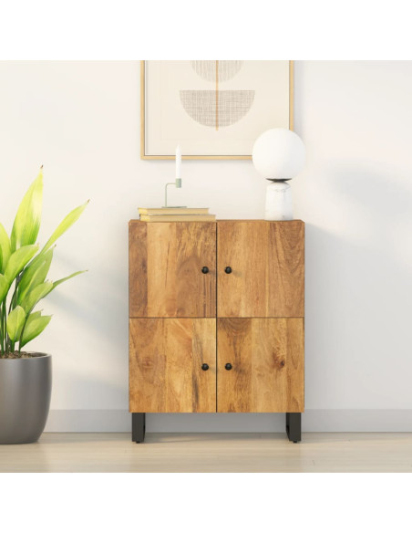 Credenza con 4 Ante 60x33x75 cm in Legno Massello di Mango