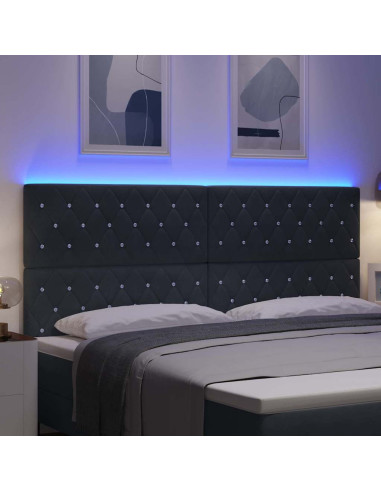 Testiera LED con strisce LED Grigio scuro 200 cm Velluto