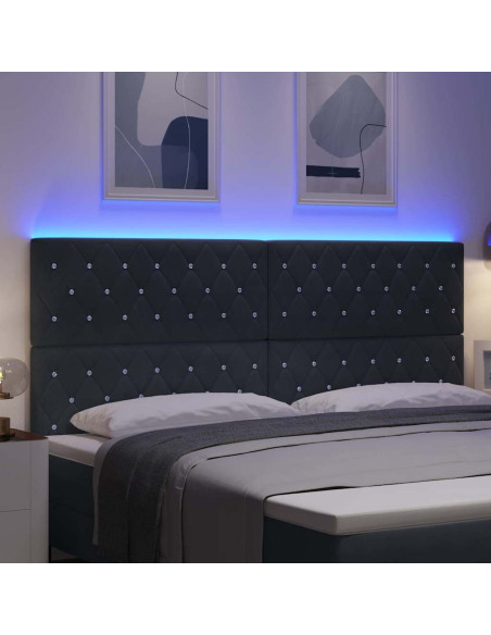 Testiera LED con strisce LED Grigio scuro 200 cm Velluto