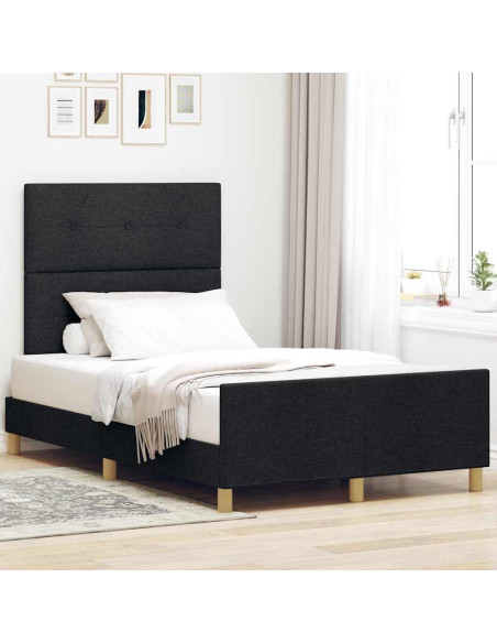 Struttura del letto con testiera Nero 120 x 200 cm Tessuto