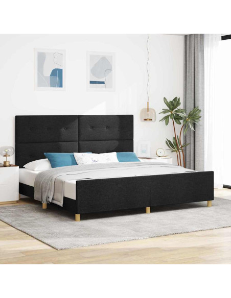 Struttura del letto con testiera Nero 200 x 200 cm Tessuto