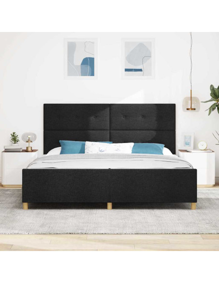 Struttura del letto con testiera Nero 200 x 200 cm Tessuto
