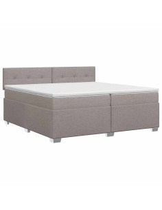 Letto box spring con materasso Tortora 200 x 200 cm Tessuto