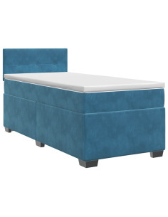 Letto box spring con materasso Blu Scuro 90 x 190 cm Velluto