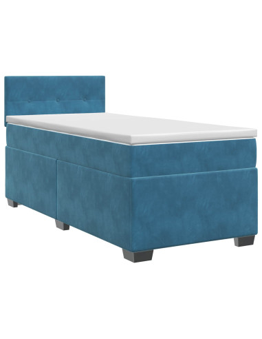 Letto box spring con materasso Blu Scuro 90 x 190 cm Velluto