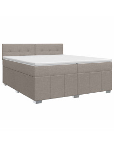 Letto box spring con materasso Tortora 200 x 200 cm Tessuto