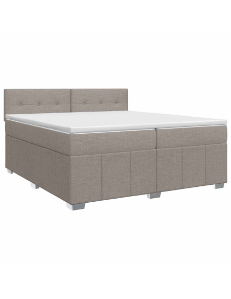 Letto box spring con materasso Tortora 200 x 200 cm Tessuto
