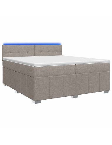 Letto box spring con materasso Tortora 200 x 200 cm Tessuto