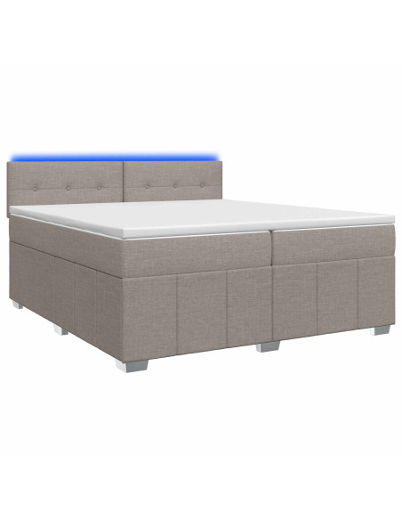 Letto box spring con materasso Tortora 200 x 200 cm Tessuto