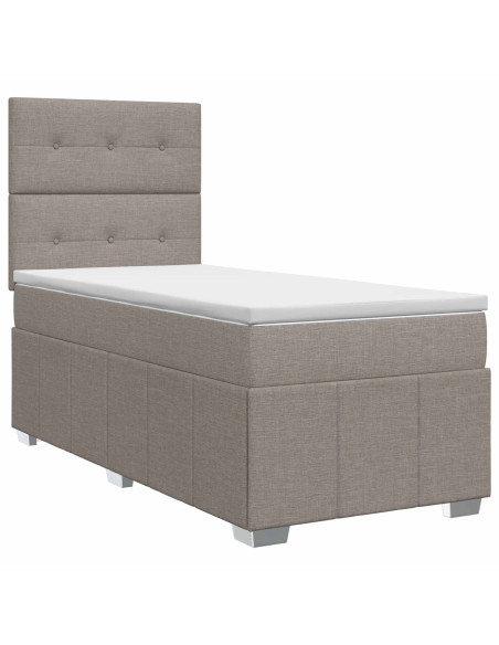 Letto box spring con materasso Tortora 100 x 200 cm Tessuto