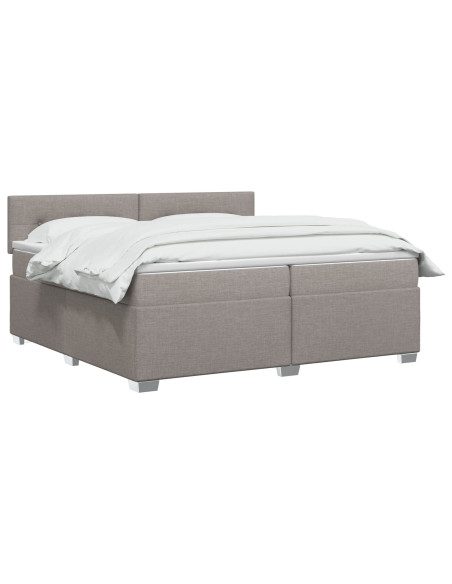 Letto box spring con materasso Tortora 200 x 200 cm Tessuto