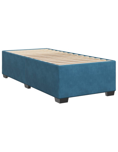 Letto box spring con materasso Blu Scuro 90 x 190 cm Velluto