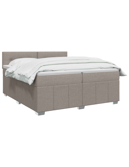 Letto box spring con materasso Tortora 200 x 200 cm Tessuto