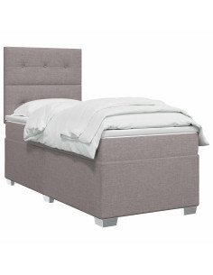 Letto box spring con materasso Tortora 100 x 200 cm Tessuto 2