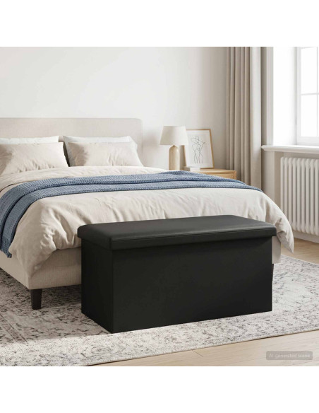 Panchina di stoccaggio pieghevole Nero PVC