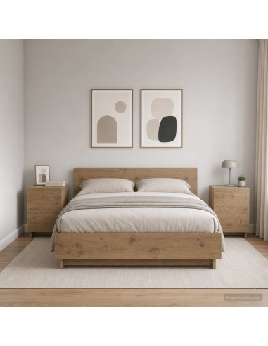 Armadio da Notte 2 pz Rovere Artigianale 33,5 x 34,5 x 50 cm