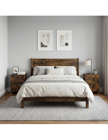 Armadio da Notte 2 pz Rovere Fumo 33,5 x 34,5 x 50 cm