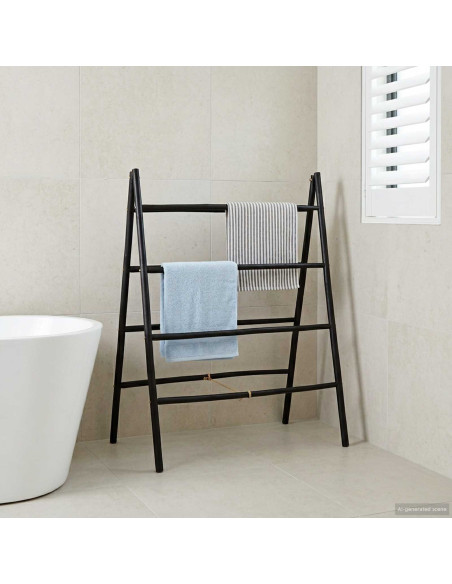 Scala per coperte a doppio lato Nero 90 x 50 x 100 cm Bambù