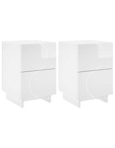Armadio da Notte 2 pz Bianco Lucido 33,5 x 34,5 x 50 cm 2