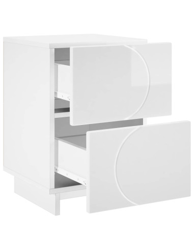 Armadio da Notte 2 pz Bianco Lucido 33,5 x 34,5 x 50 cm