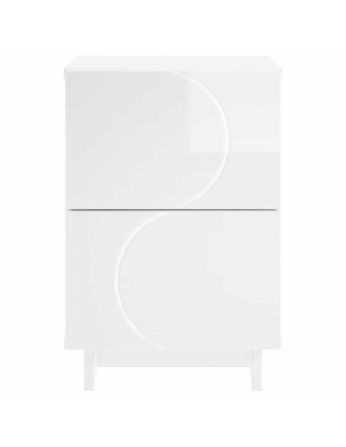 Armadio da Notte 2 pz Bianco Lucido 33,5 x 34,5 x 50 cm