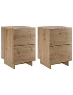 Armadio da Notte 2 pz Rovere Artigianale 33,5 x 34,5 x 50 cm 2
