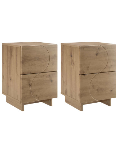 Armadio da Notte 2 pz Rovere Artigianale 33,5 x 34,5 x 50 cm