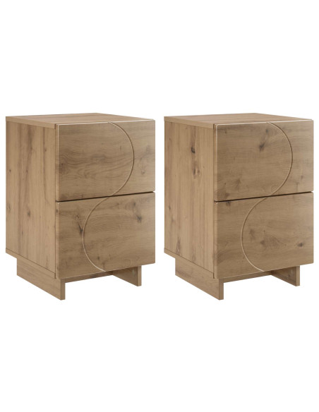 Armadio da Notte 2 pz Rovere Artigianale 33,5 x 34,5 x 50 cm