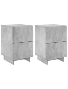 Armadio da Notte 2 pz Grigio Cemento 33,5 x 34,5 x 50 cm 2