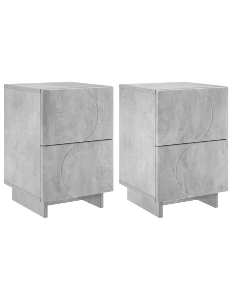 Armadio da Notte 2 pz Grigio Cemento 33,5 x 34,5 x 50 cm