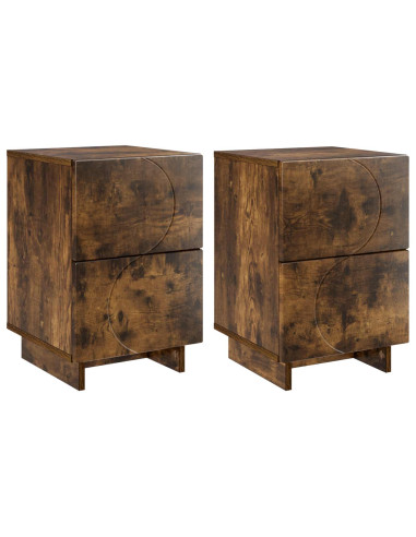 Armadio da Notte 2 pz Rovere Fumo 33,5 x 34,5 x 50 cm