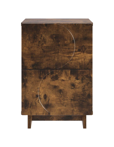 Armadio da Notte 2 pz Rovere Fumo 33,5 x 34,5 x 50 cm
