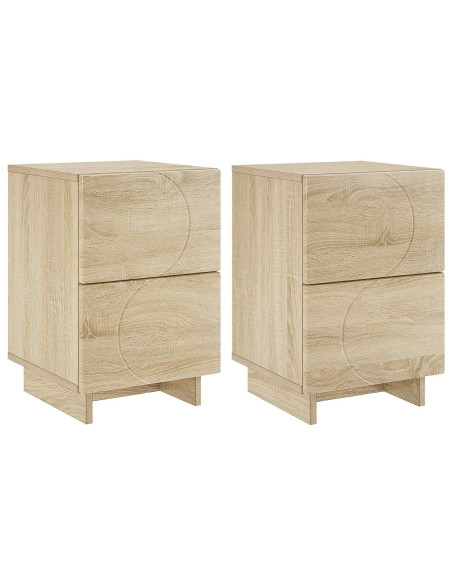 Armadio da Notte 2 pz Rovere Sonoma 33,5 x 34,5 x 50 cm