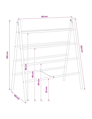 Scala per coperte a doppio lato Nero 90 x 50 x 100 cm Bambù