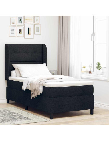 Letto a molle con testiera Nero 100 x 200 cm Tessuto