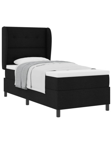 Letto a molle con testiera Nero 100 x 200 cm Tessuto
