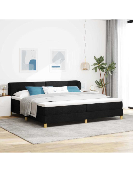 Letto a molle con testiera Nero 200 x 200 cm Tessuto