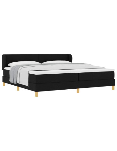Letto a molle con testiera Nero 200 x 200 cm Tessuto