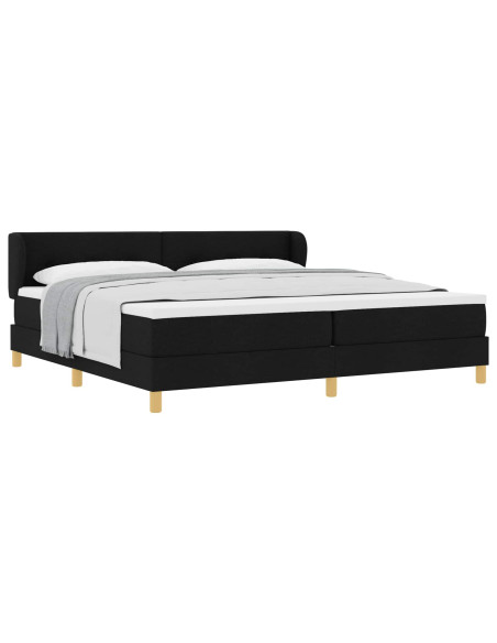 Letto a molle con testiera Nero 200 x 200 cm Tessuto