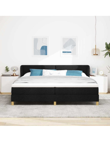 Letto a molle con testiera Nero 200 x 200 cm Tessuto