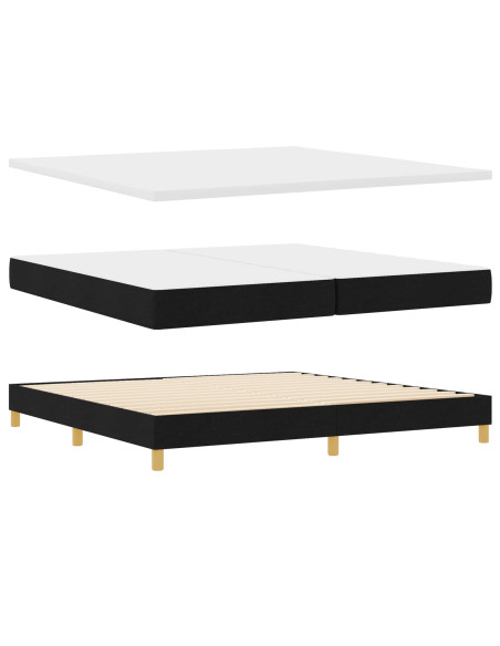 Letto a molle con testiera Nero 200 x 200 cm Tessuto