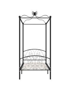 Letto a Baldacchino Nero in Metallo 100x200 cm 2